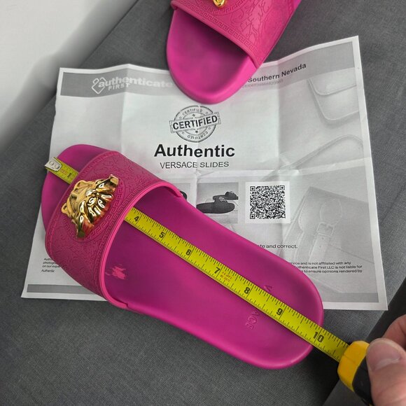 Women's Versace Fuchsia Pink Palazzo Medusa Slides COA - Size EU 39 - Picture 11 of 11